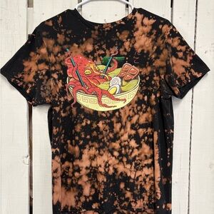 Tako Ramen T Shirt Medium Design by Vincent Trinidad Bleach Tie Dyed